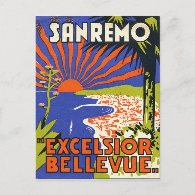 sanremo hotel label  postcard (Front)