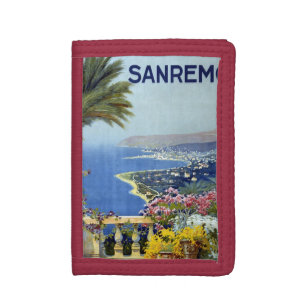 Sanremo, Italy, Italian Riviera Vintage Travel Art Trifold Wallet