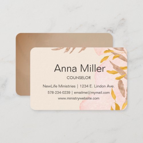 Sans Serif Autumn Leafy Counseling Ministry Business Card