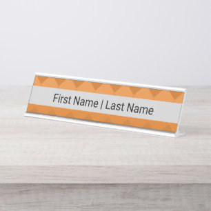 Sans Serif Font Gray Orange Desk Name Plate