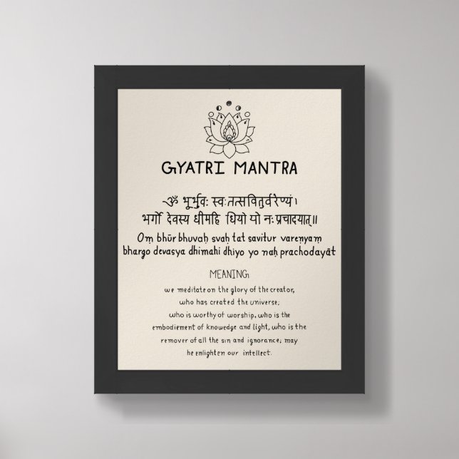 Sanskrit Gyatri Mantra Framed Art (Framed Front)
