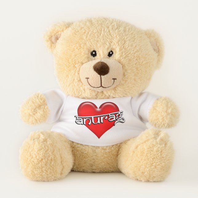 Sanskrit I Love You Red Heart Teddy Bear (Front)