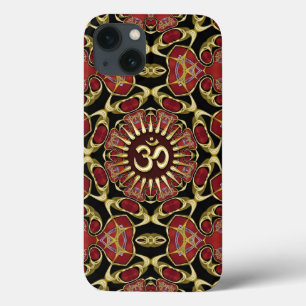 Sanskrit Om Gold + Red Baroque iPhone 13 Case