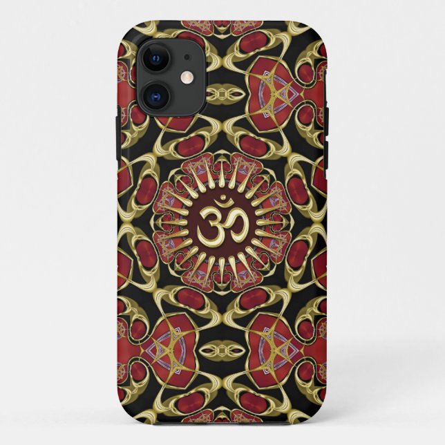 Sanskrit Om Gold + Red Baroque Case-Mate iPhone Case (Back)