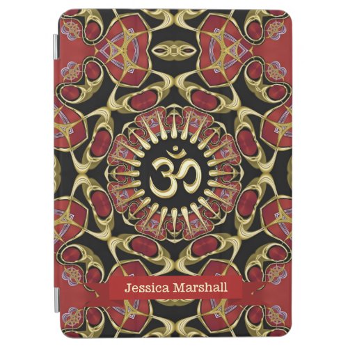 Sanskrit Om Gold  Red Baroque Custom Name iPad Air Cover