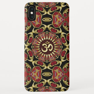 Sanskrit Om Gold + Red Baroque iPhone 3 case