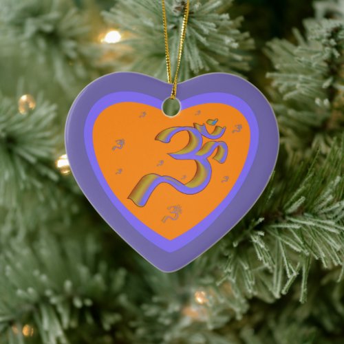 Sanskrit Om Hanging Heart Ornament