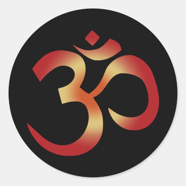 Sanskrit Om in Sunset Colors Classic Round Sticker (Front)