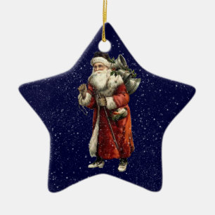 Santa & 3 Wise Men Christmas Star & Snow Ornament
