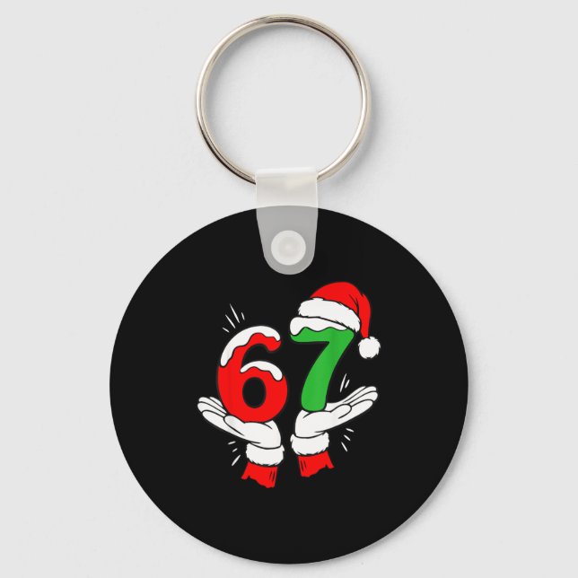 Santa 67 Christmas Funny Six Seven Meme 6 7 Meme  Keychain (Front)