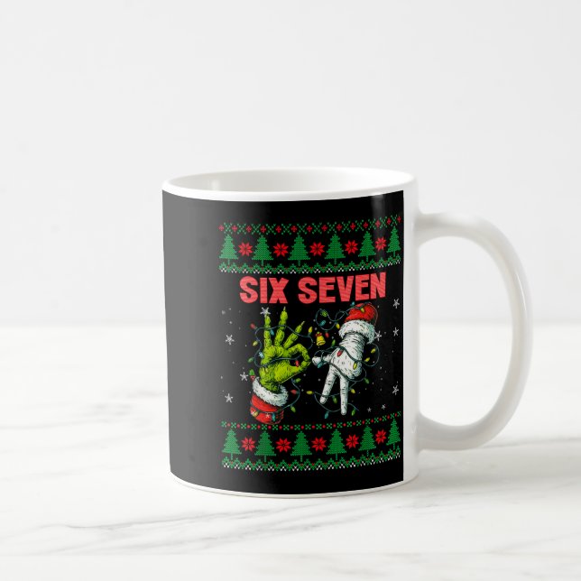 Santa 67 Christmas Ugly Sweater Fingers Six Seven  Coffee Mug (Right)