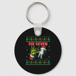 Santa 67 Christmas Ugly Sweater Fingers Six Seven Keychain