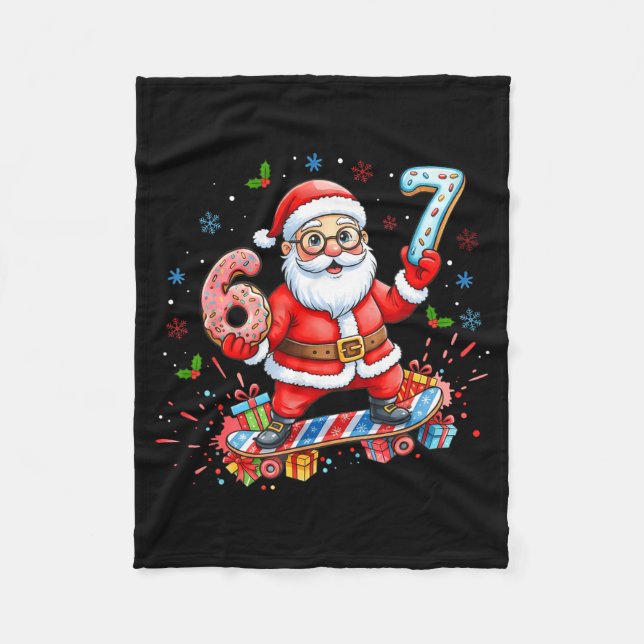 Santa 67 Meme Donut Skateboard Merry Christmas Boy Fleece Blanket (Front)