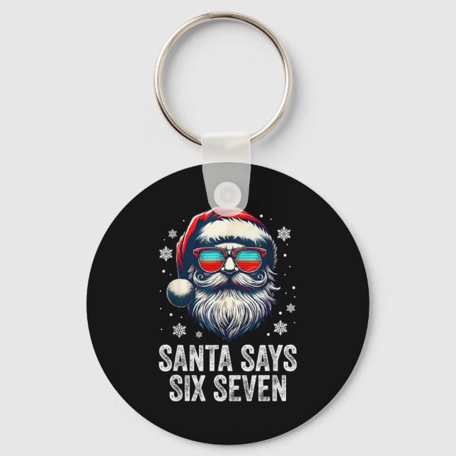 Santa 67 Meme Funny Six Seven Christmas Xmas Pajam Keychain (Front)