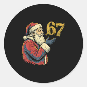 Santa 67 Number Funny Christmas Meme Se Classic Round Sticker