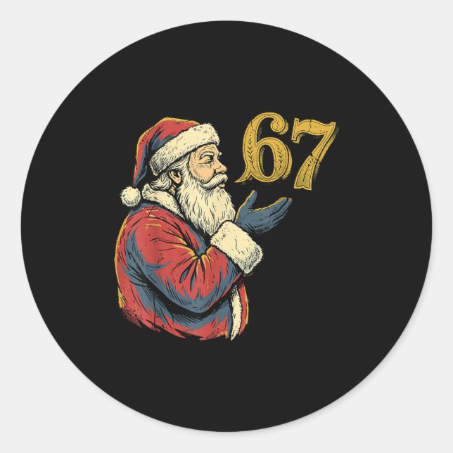 Santa 67 Number Funny Christmas Meme Se  Classic Round Sticker (Front)