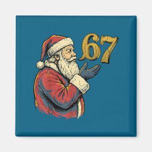 Santa 67 Number Funny Christmas Meme Se  Magnet