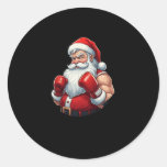 Santa A Boxer Funny Christmas Boxing Ho Ho-ly Knoc Classic Round Sticker