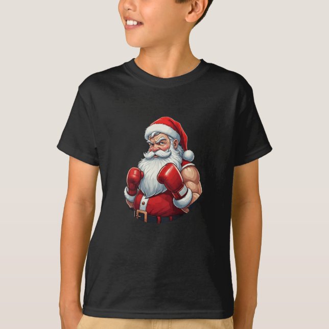 Santa A Boxer Funny Christmas Boxing Ho Ho-ly Knoc T-Shirt (Front)