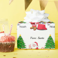 Santa Add Child's NAME Classic Christmas Theme Wrapping Paper