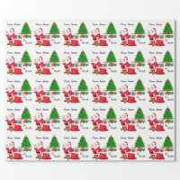 Santa Add Child's NAME Classic Christmas Theme Wrapping Paper