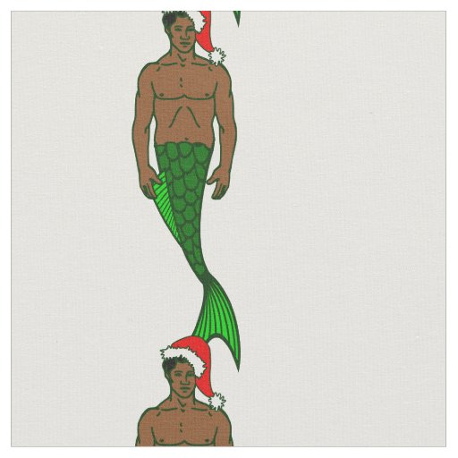 santa african black merman christmas mermaid fabric