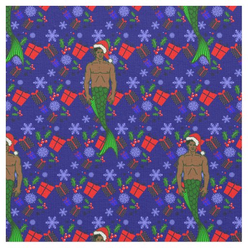 santa african black merman ugly xmas mermaid gifts fabric