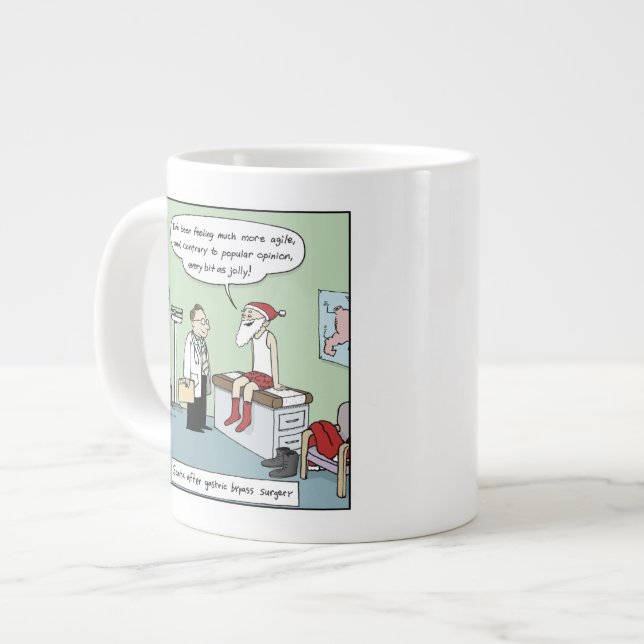 Santa After Gastric Bypass Surgery Jolly Holiday Large Coffee Mug (Front Left)