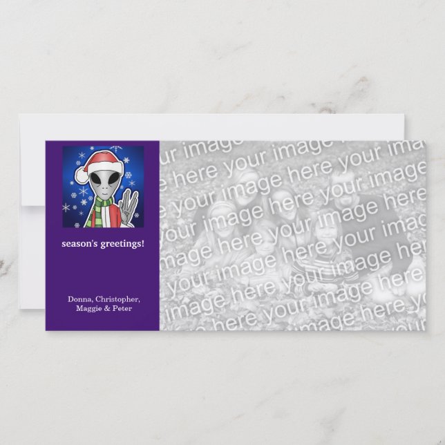 Santa Alien Christmas Holiday Card (Front)