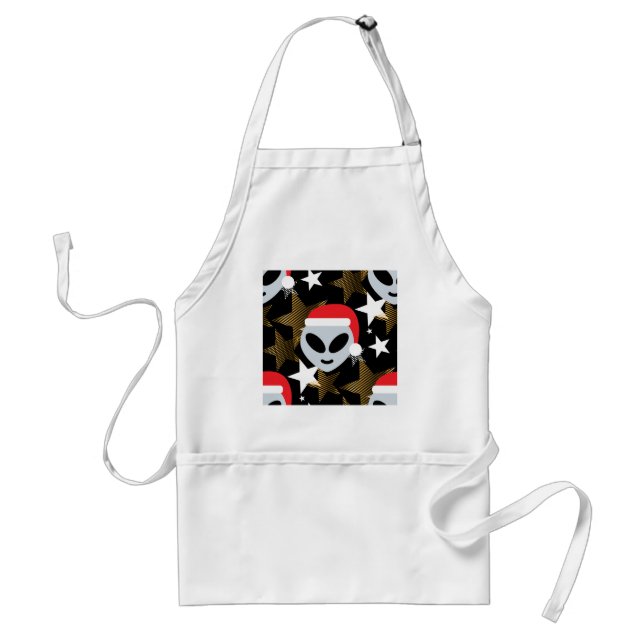 santa alien emoji adult apron (Front)