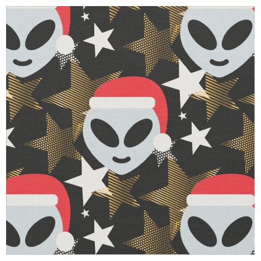 santa alien emoji fabric