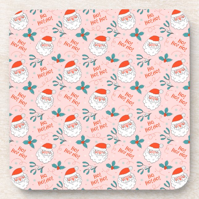 Santa all over print Joyful Greetings collection Beverage Coaster (Front)