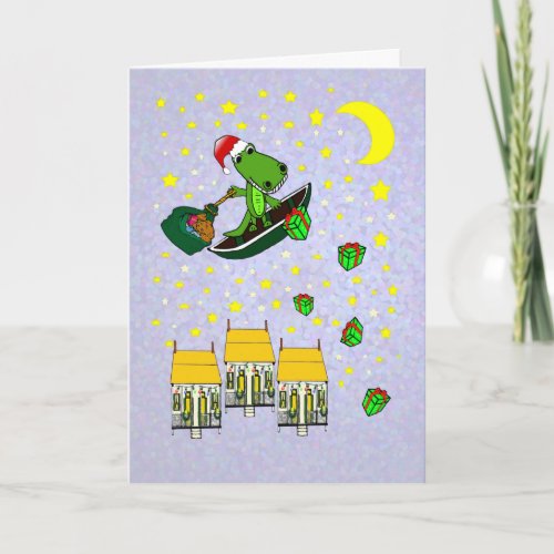 Santa Alligator Delivers Gifts Holiday Card