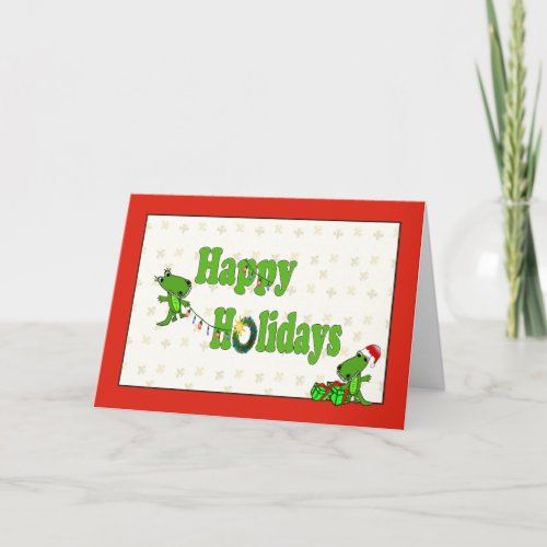 Santa Alligators Happy Holidays Holiday Card