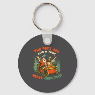 Santa &amp; Jesus Back In Town Merry Christmas, Ho Keychain