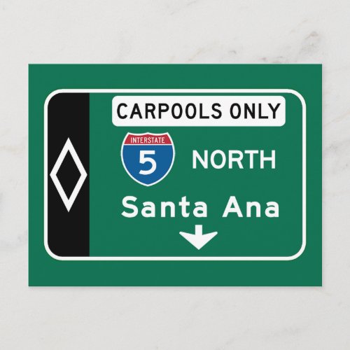 Santa Ana CA Road Sign Holiday Postcard