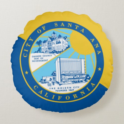 Santa Ana California City flag Round Pillow