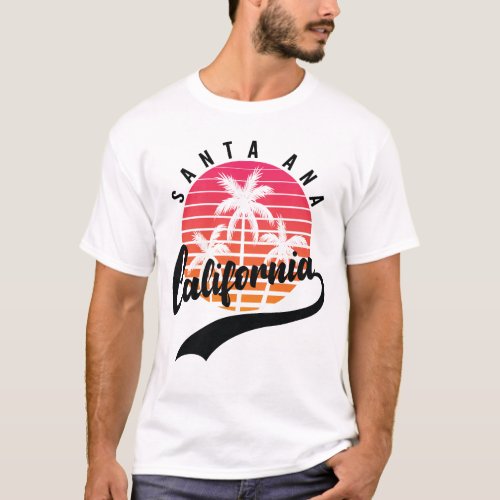 Santa Ana California Retro Sunset Mens T_Shirt