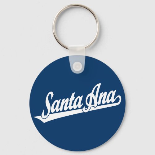 Santa Ana script logo in white Keychain