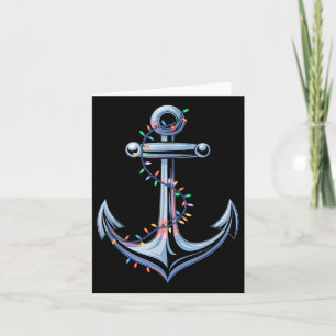 Santa Anchor Cool Christmas Lights Boating Sailing Card