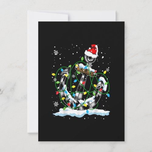 Santa Anchor Cool Christmas Lights Boating Sailing Invitation