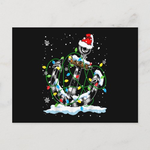 Santa Anchor Cool Christmas Lights Boating Sailing Postcard