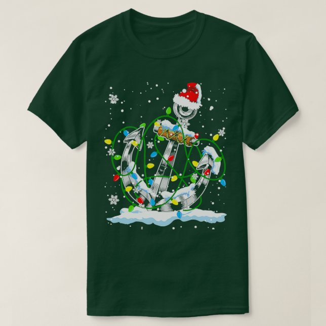 Santa Anchor Cool Christmas Lights T-Shirt (Design Front)