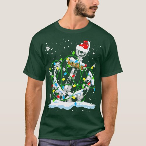 Santa Anchor Cool Christmas Lights T_Shirt