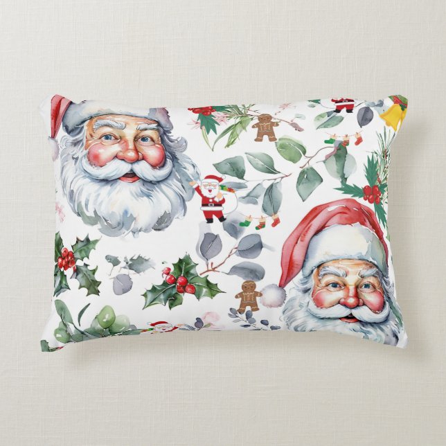Santa and a Christmas cover Accent Pillow (Front)