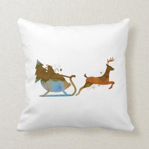 Santa and a reindeer throw pillow