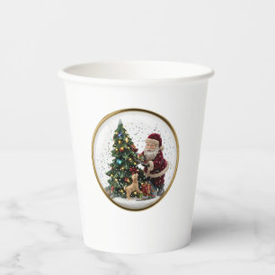 Santa and adorable Puppy Christmas Tree Design Paper Cups