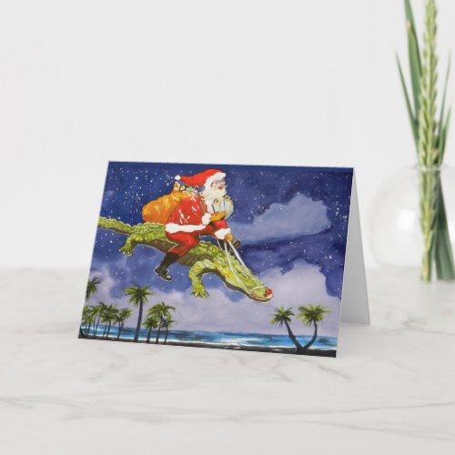 Santa and Alligator Chrismas Card