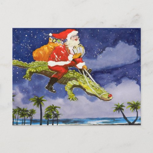 Santa and Alligator Postcard