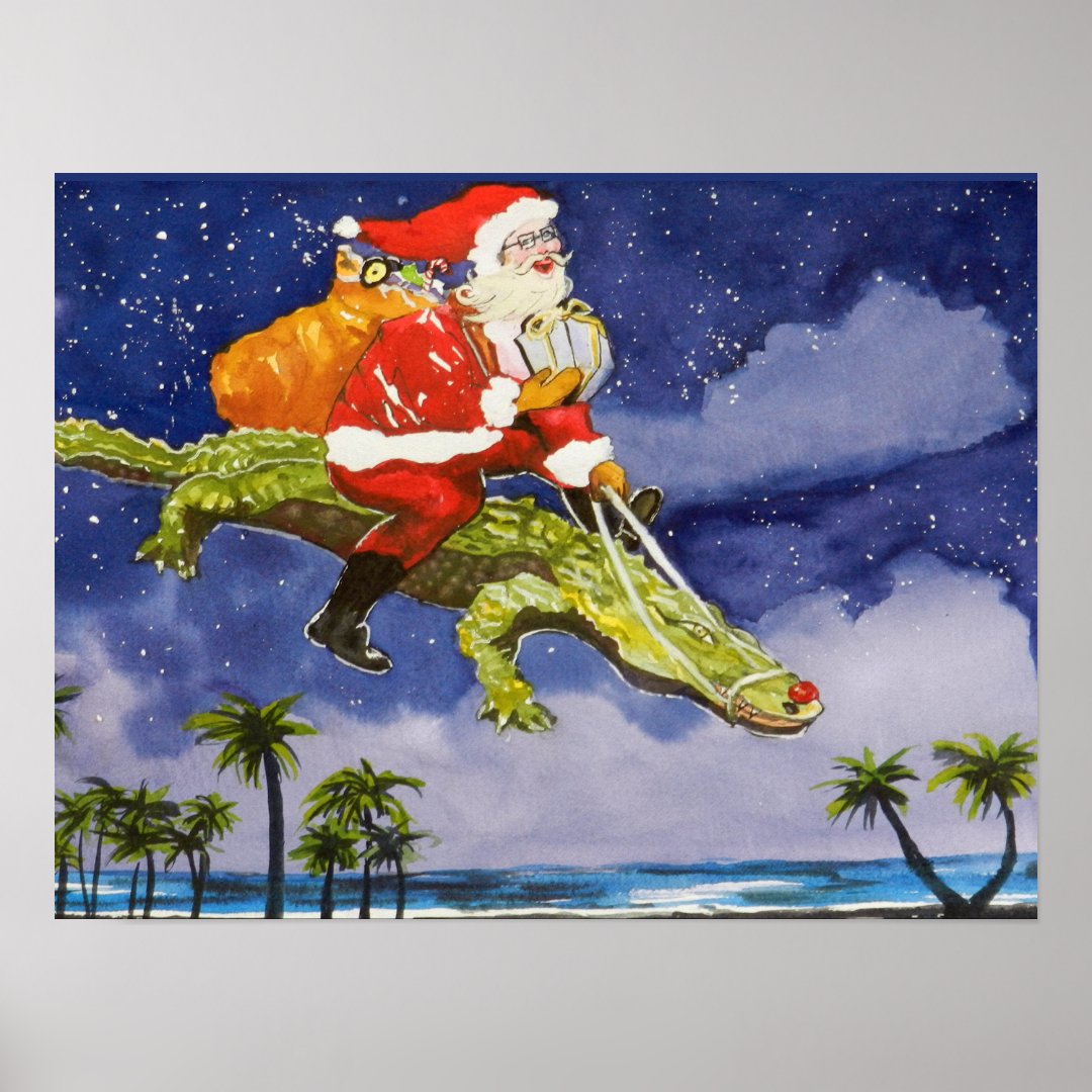 Santa And Alligator Poster Zazzle